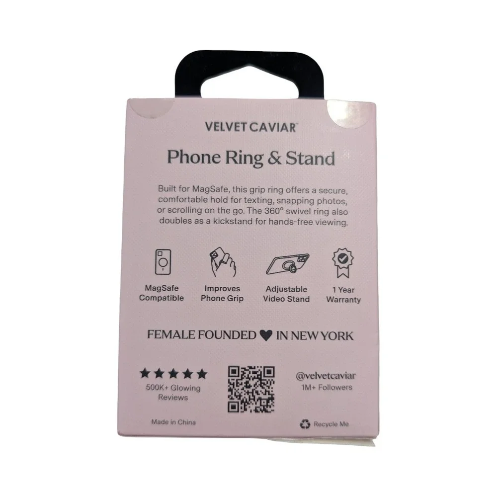 B9-O‎ VELVET CAVIAR - Magnetic Phone Ring & Stand - White Opal Leopard